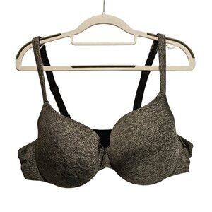 Cacique bra womans 40C True embrace T-Shirt  Grey Black underwire padded